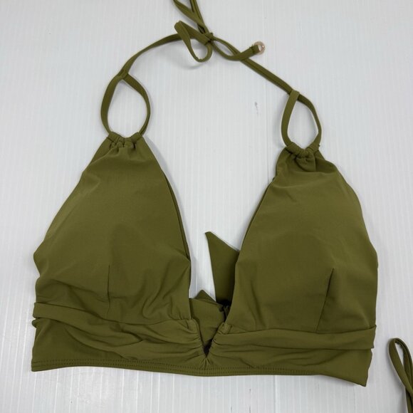 Reiss Olive Green Triangle Bikini Set Size US 8 Swimwear Two Piece Tie Side - Picture 5 of 9
